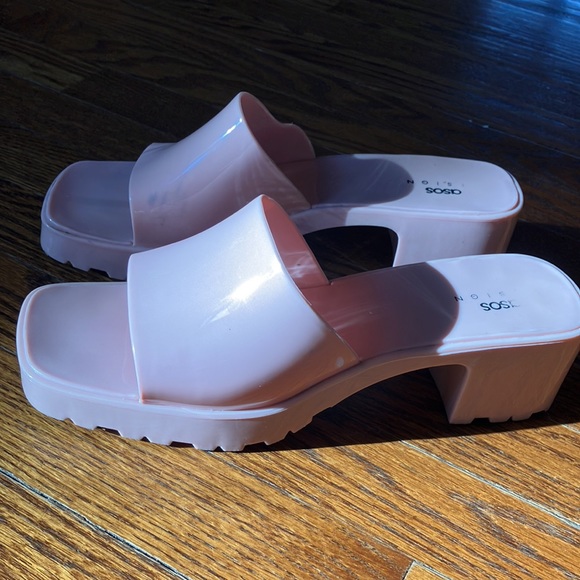 Asos light pink jelly block heel mules 41 - Picture 2 of 8